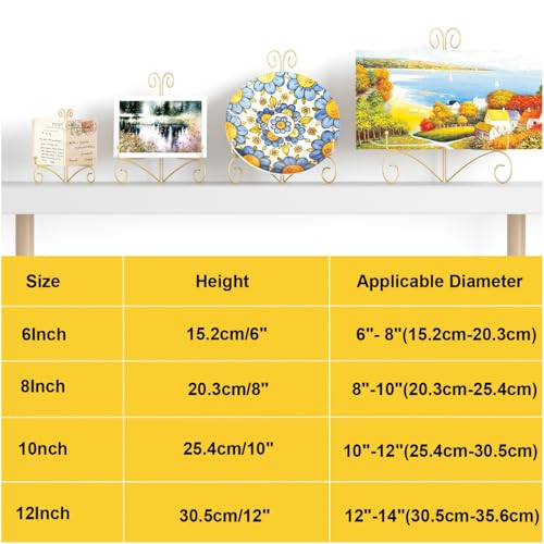SVENJBB Gold Iron Plate Stand, 12 Inch Plate Holder for Display, Small Metal Plate Display Stands for Cookbook, Picture Frame, Photo, Decorative Plates (12 Inch, 1 Pack) - Image 2