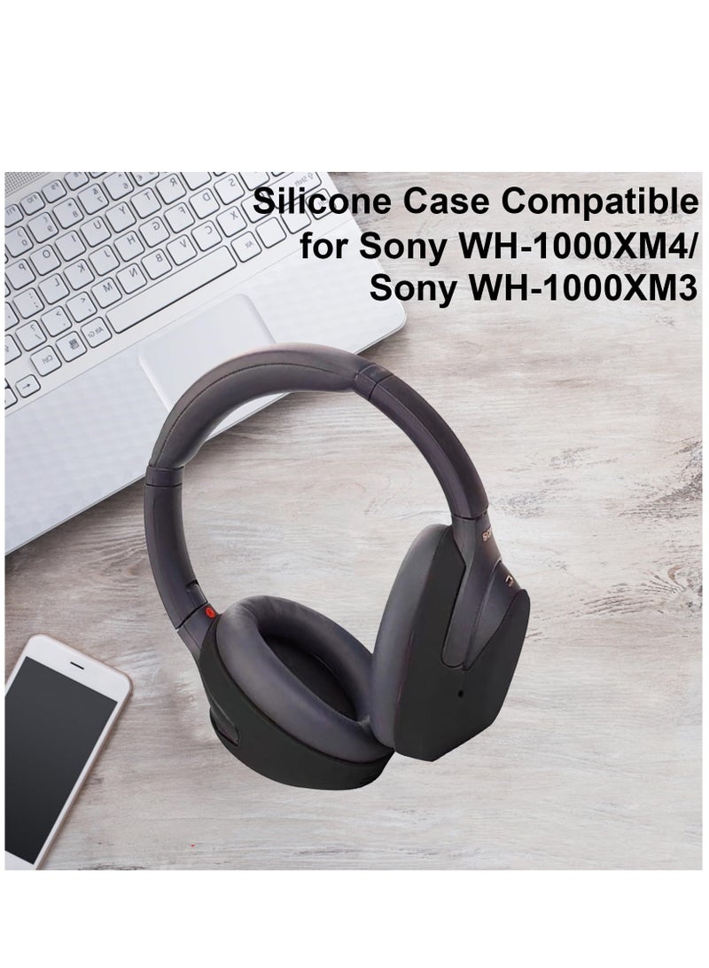 3 Set Case Cover for Sony WH-1000XM4 Headphones Sweat Proof Soft Silicone Headphones Accessories (Black)  - Image 2