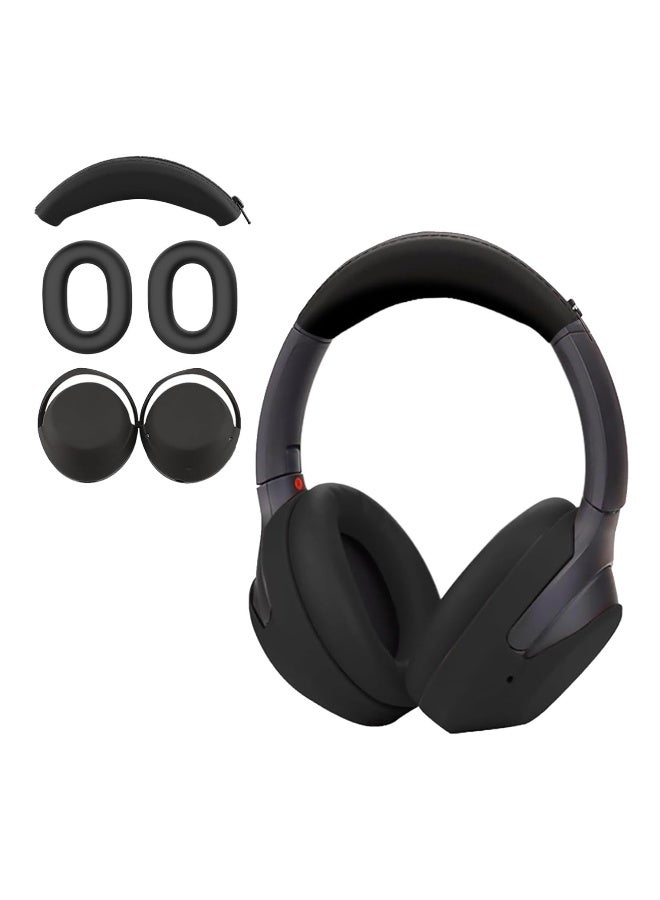 3 piece set Case Cover for Sony WH-1000XM4 Headphones Sweat Proof Soft Silicone Headphones Accessories (Black)