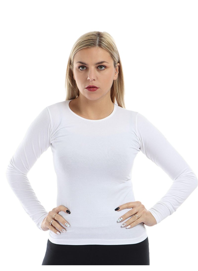 COTTONIL - Cottonil® Women Top Long Sleeves Round Neck White - Image 1