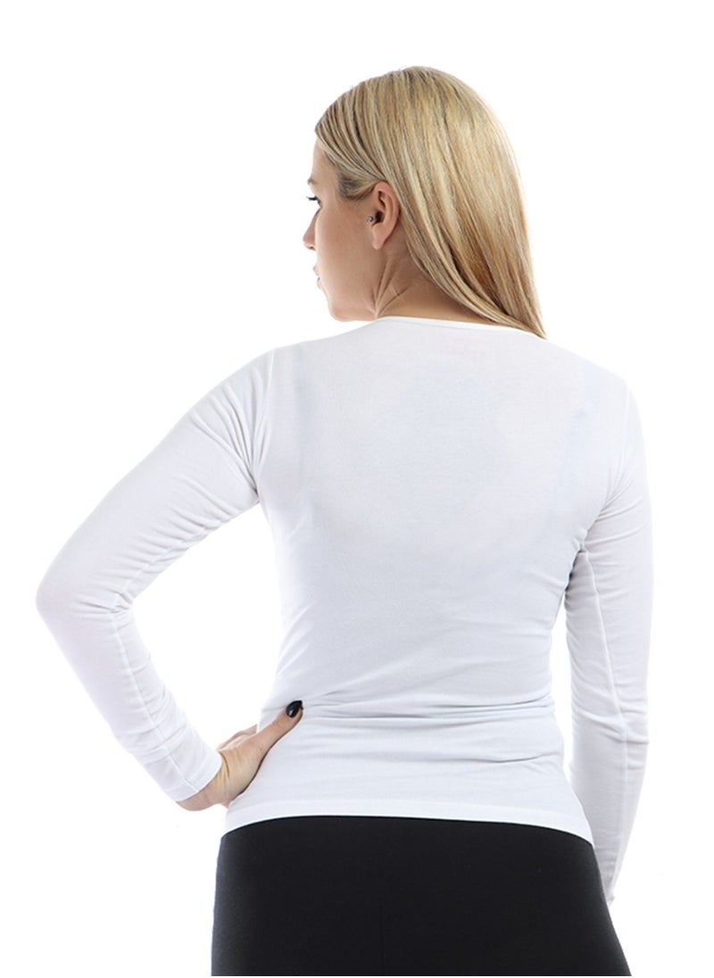 COTTONIL - Cottonil® Women Top Long Sleeves Round Neck White - Image 1