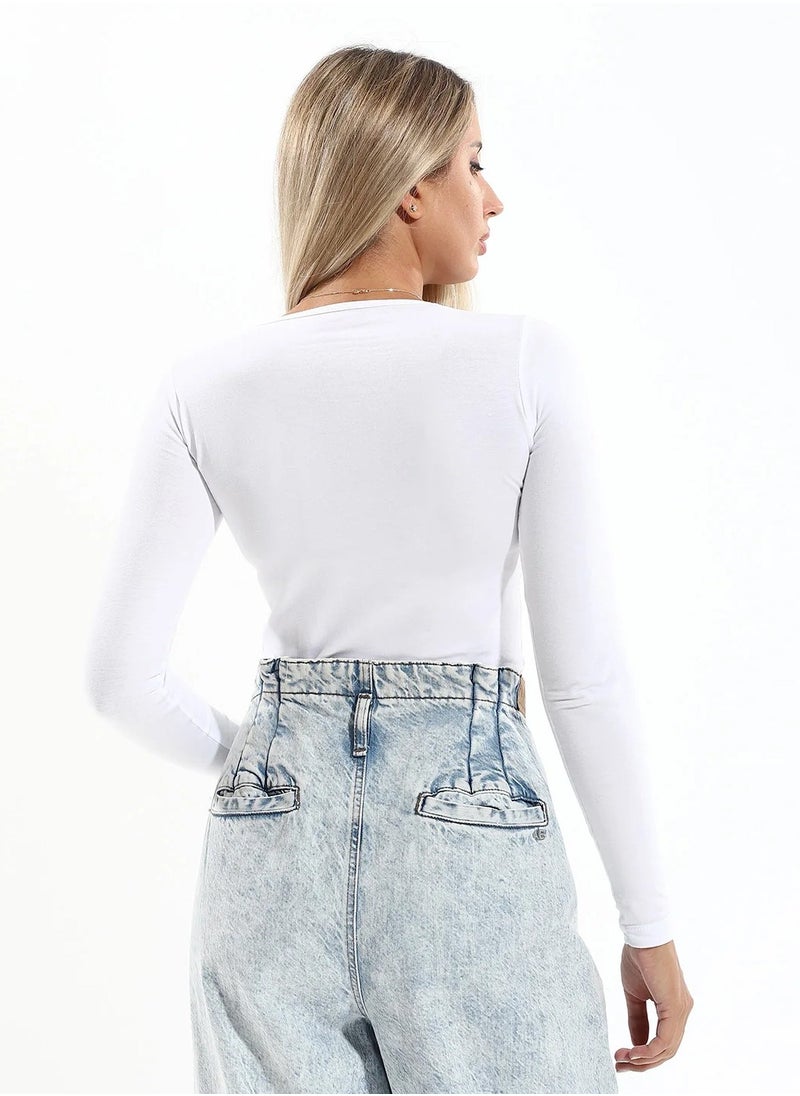 COTTONIL - Cottonil® Women Top Long Sleeves Round Neck White - Image 1