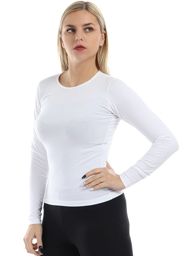 كوتونيل قطونيل®  توب حريمي كم طويل رقبه دائرية ابيض - Image 4