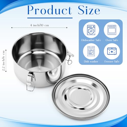 Skybooly 4 Pcs Small Stainless Steel Bento Box Bulk 13 oz Reusable 304 Stainless Steel Food Storage Containers with Lockable Clips to Leak Proof Dishwasher Safe - Image 3