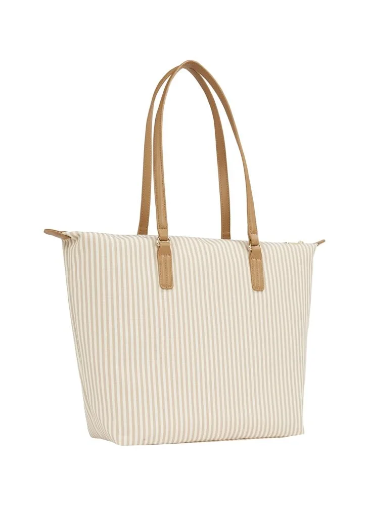 تومي هيلفيغر Logo Stripe Detail Zip Over Tote