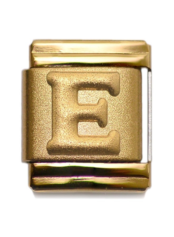 Dolceoro Alphabet E Letter Initial, 9mm Traditional Classic Type Italian Modular Charm Link - Satin *Stainless Steel - Image 1