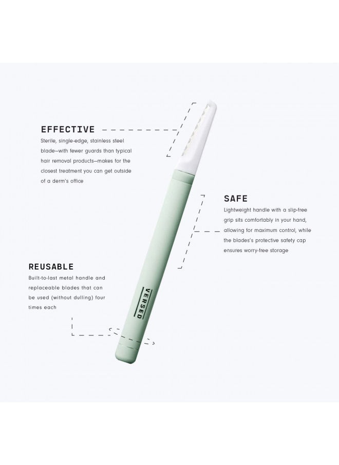 Versed - Versed Instant Gratification At-Home Dermaplaning Tool - Reusable, Pro-Grade Facial Exfoliator - Stainless Steel Facial Razor with Single-Edge Blade for Smooth Complexion & Enhanced Makeup Application - Image 1