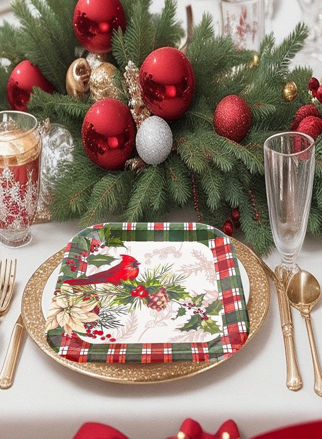 40Pcs 9 Inch Christmas Plates Merry Christmas Disposable Paper Plates Buffalo Plaid Xmas Cardinal Bird Pine Cone Party Plates for Holiday Party Dinner Tableware Supplies Decor - Image 5