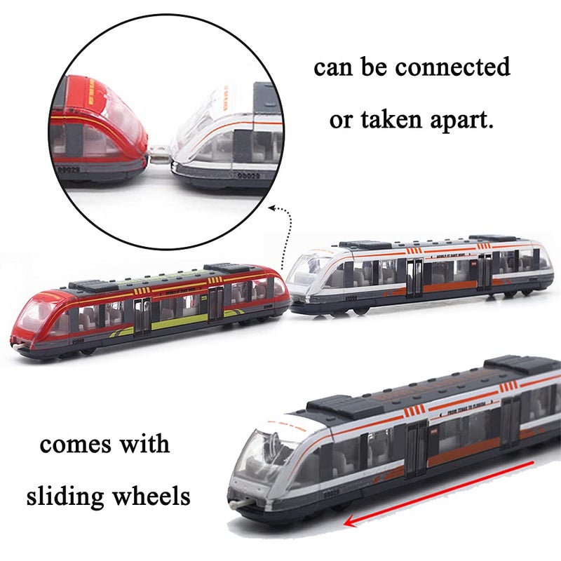 OTONOPI Toy Train Set High Speed Locomotive Engine Die Cast Model Car Sliding Linked Subway Bullet Train Set for Kids Pack of 3 - Image 3