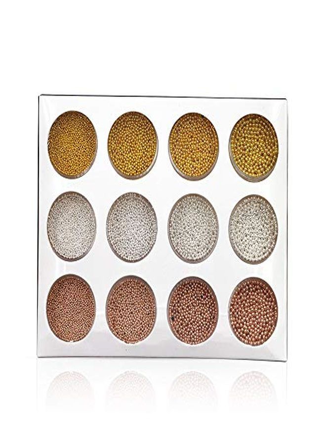 Yeslady Nail Art Metal Mini Steel Ball 3D Caviar Decoration Manicures Bead 12Pots - Image 2