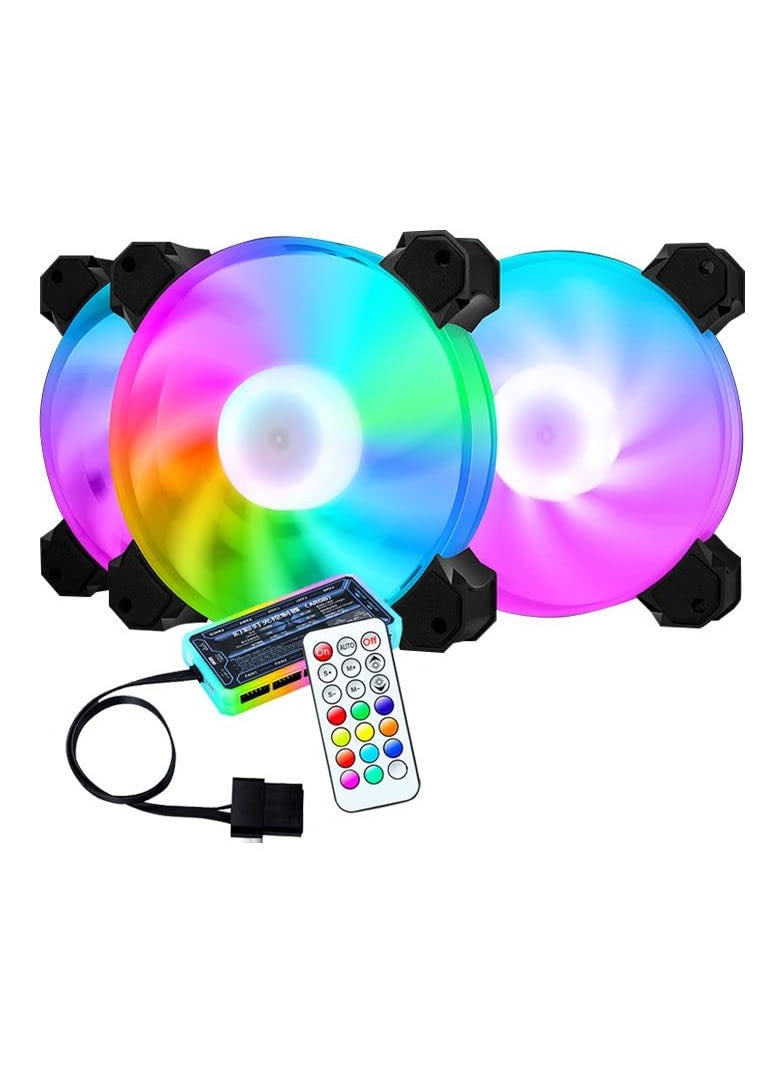 SYOSI 3PCS 120mm RGB Case Fan، مراوح تبريد الكمبيوتر عالية الأداء، مراوح حالة الكمبيوتر منخفضة الضوضاء، مراوح الكمبيوتر RGB مراوح الكمبيوتر عالية التدفق مع محامل هيدروليكية RGB Case Fan Kit لبناء جهاز كمبيوتر مخصص  - Image 1