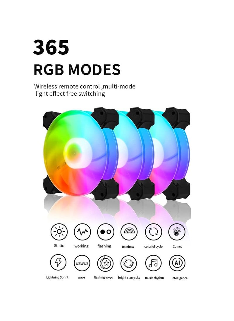 SYOSI 3PCS 120mm RGB Case Fan، مراوح تبريد الكمبيوتر عالية الأداء، مراوح حالة الكمبيوتر منخفضة الضوضاء، مراوح الكمبيوتر RGB مراوح الكمبيوتر عالية التدفق مع محامل هيدروليكية RGB Case Fan Kit لبناء جهاز كمبيوتر مخصص  - Image 4