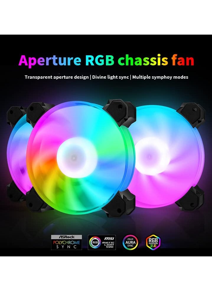 SYOSI 3PCS 120mm RGB Case Fan، مراوح تبريد الكمبيوتر عالية الأداء، مراوح حالة الكمبيوتر منخفضة الضوضاء، مراوح الكمبيوتر RGB مراوح الكمبيوتر عالية التدفق مع محامل هيدروليكية RGB Case Fan Kit لبناء جهاز كمبيوتر مخصص  - Image 3