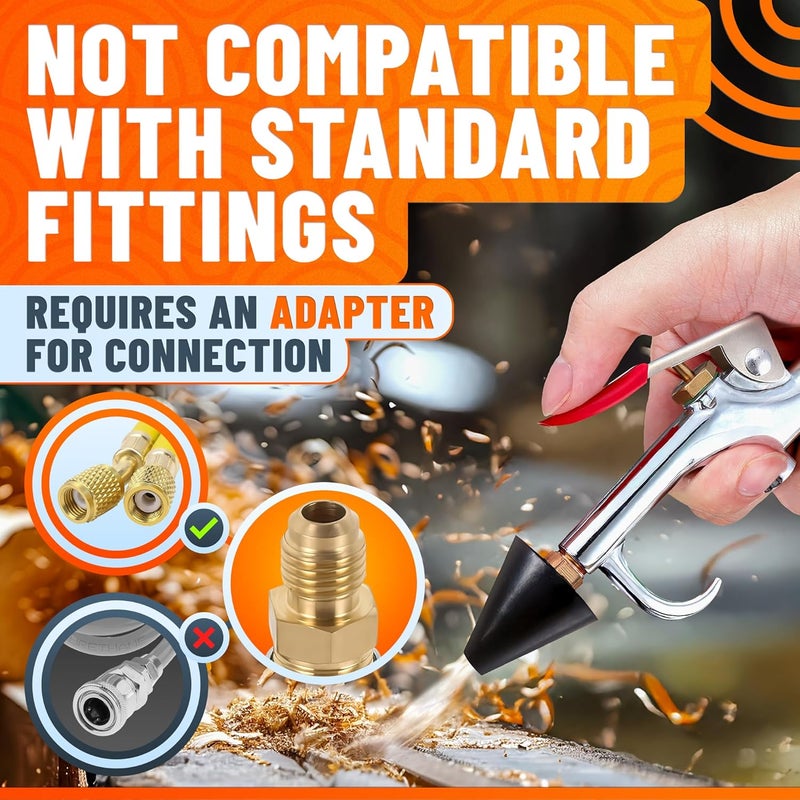 VIKROM Air Nozzle Blow Gun for Compressor - Stainless Steel Air Gun Blower with Pressure Adjustment, Rust-Resistant Brass Thread, Rubber Tip, Thumb Switch Lever - Compact HVAC Tools for Cleaning Tight Spaces - Image 5