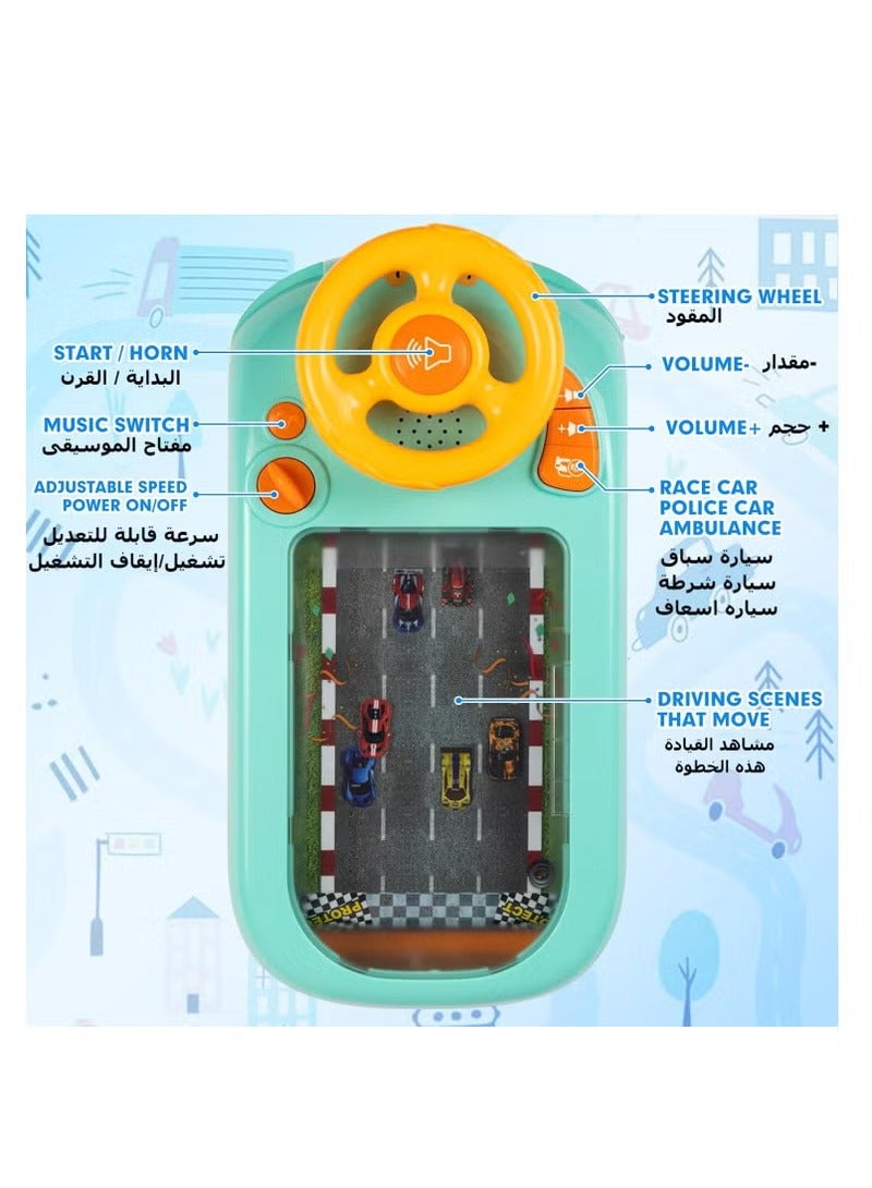 Hanayo Musical Steering Wheel Toys Toddler Simulated Driving Racing Car Game with Sound Age 3+ Year Old, Interactive Educational Learning Race Car Toy for Boys and Girls Birthday Gift  - Image 5