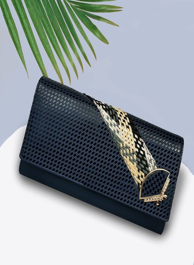 ALSU Women's Trendy Blue Hand Clutch Wallet with Phone Pocket Card Holder (irf-006blu) - Image 2