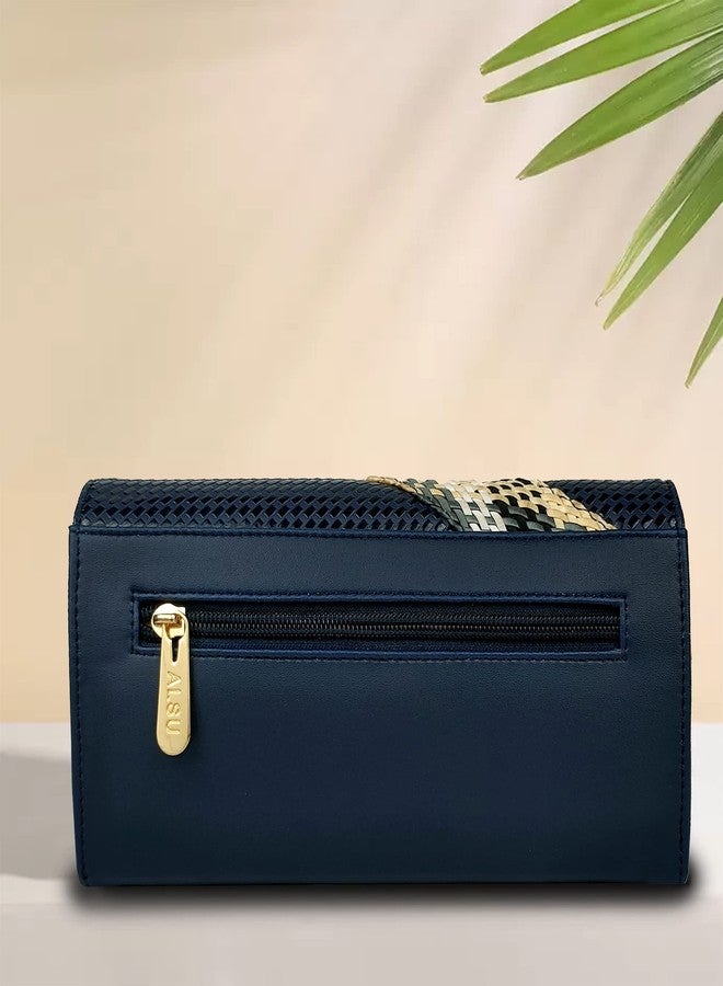 ALSU Women's Trendy Blue Hand Clutch Wallet with Phone Pocket Card Holder (irf-006blu) - Image 3
