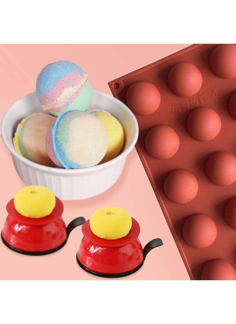 Zollyss Zollyss 15 Holes Silicone Mold For Chocolate,Cake,Jelly,Pudding,Handmade Soap,Round Shape Half Sphere Mold Non Stick,Bpa Free Cupcake Baking Pan(Pack Of 1,Color: Multi),29.6 x 16.9 x 3.1 Centimeters  - Image 2