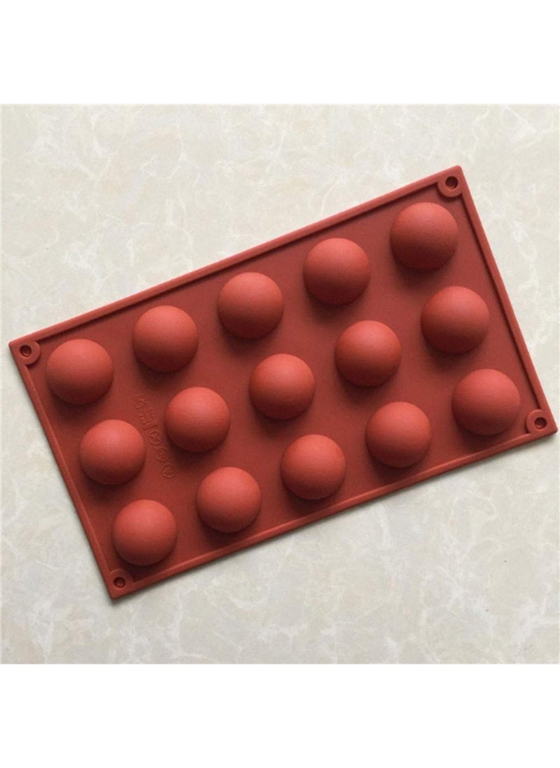 Zollyss Zollyss 15 Holes Silicone Mold For Chocolate,Cake,Jelly,Pudding,Handmade Soap,Round Shape Half Sphere Mold Non Stick,Bpa Free Cupcake Baking Pan(Pack Of 1,Color: Multi),29.6 x 16.9 x 3.1 Centimeters  - Image 3