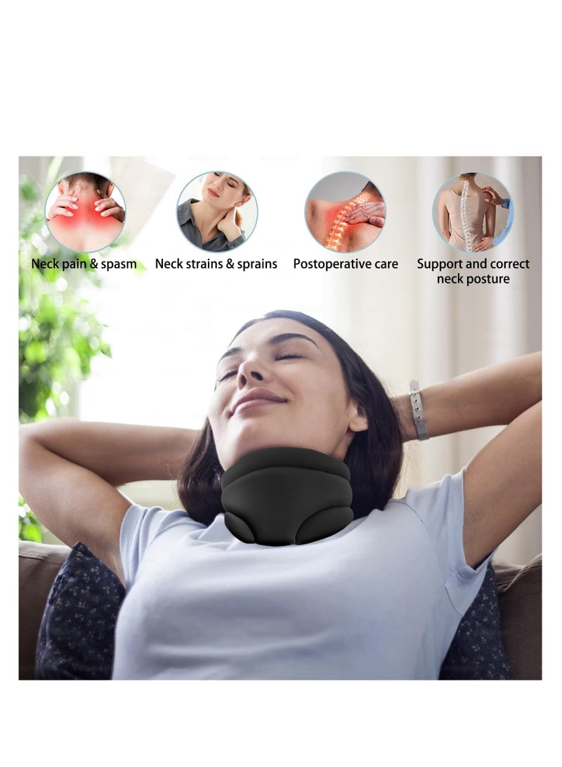 Excefore دعامة الرقبة Cervicorrect، دعامات الرقبة لآلام الرقبة والدعم، مضادة للشخير، طوق عنق الرحم، دعامة الرقبة للنوم من الإسفنج الناعم، دعم الرقبة للحفاظ على ثبات الفقرات وتخفيف آلام الرقبة، أسود - Image 5