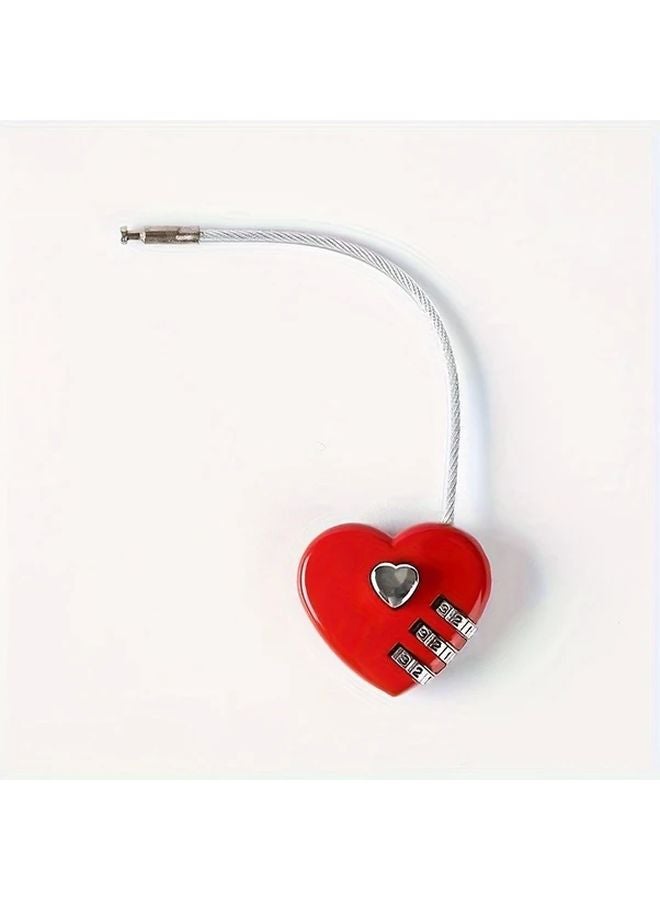 Red Heart Shaped Travel Lock Password Security Box Mechanical Knob No Power Required - Image 1