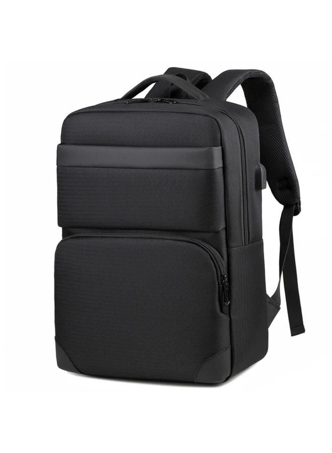 Black Mens Waterproof Oxford Laptop Backpack Large Capacity Business School Bag - Image 1