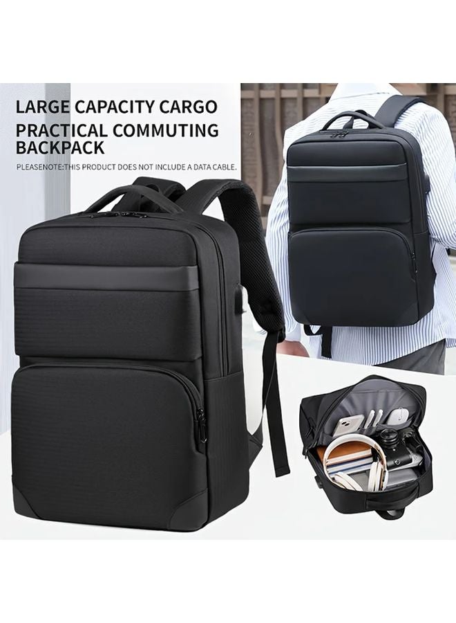 Black Mens Waterproof Oxford Laptop Backpack Large Capacity Business School Bag - Image 3