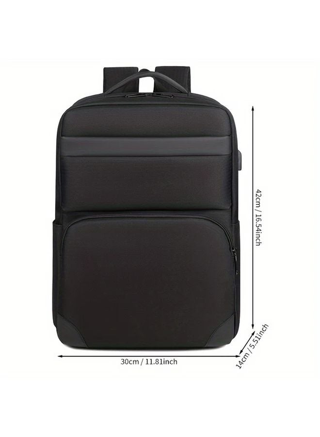 Black Mens Waterproof Oxford Laptop Backpack Large Capacity Business School Bag - Image 4