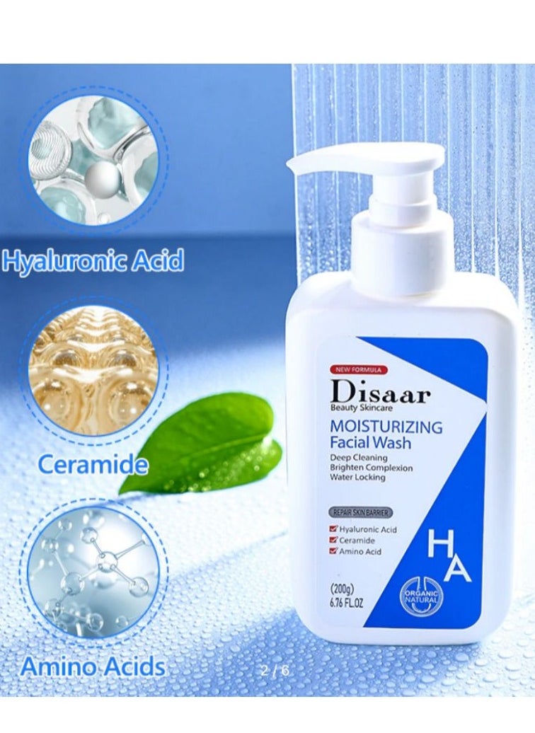 Disaar Moisturizing Facial Wash 200g Hyaluronic Acid Ceramide Amino Acid Essence Face Clean Foam Deep Vrighten Complexion Care  - Image 1