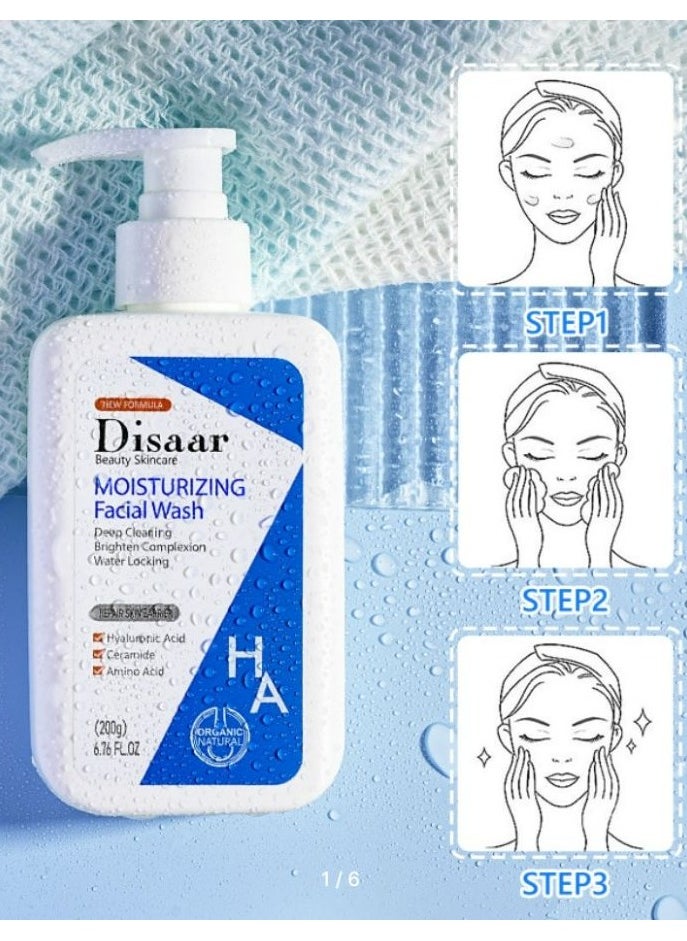 Disaar Moisturizing Facial Wash 200g Hyaluronic Acid Ceramide Amino Acid Essence Face Clean Foam Deep Vrighten Complexion Care  - Image 2