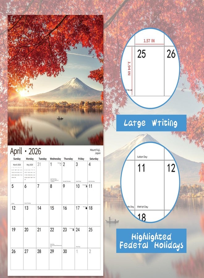 windrio 2026 Wall Calendar,Calendar 2026, November 2025 - December 2026, Wall Calendar Exotic Destinations, 12" x 24" Opened,Full Page Months Thick & Sturdy Paper for Calendar Organizing & Planning - Image 3