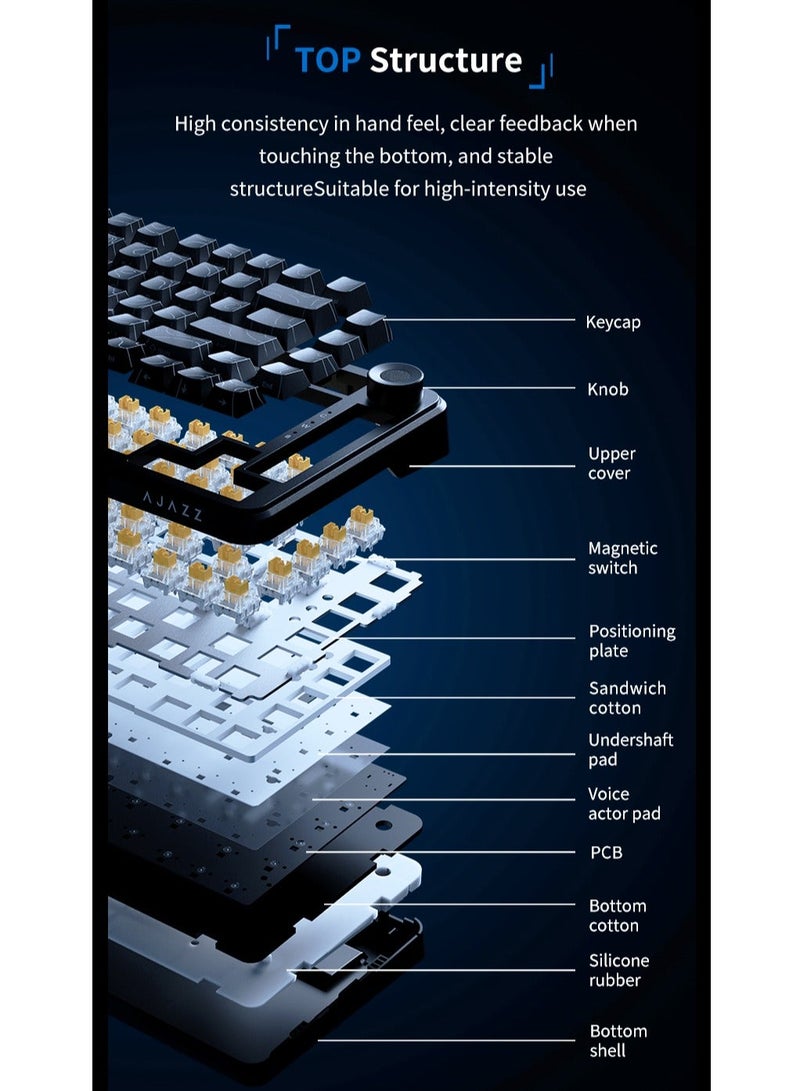 Ajazz AK820Max Magnetic Switch Gaming Keyboard Wired Mechanical Keyboard, Hot Swap Macros Define Key Low Latency Keyboard - Image 3