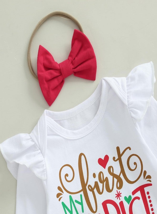 Mobbdow My First Christmas Baby Girl Outfit Newborn Ruffle Long Sleeve Romper Tutu Skirt Leg Warmers Headband 4Pcs Sets (A-White, 9-12 Months) - Image 5