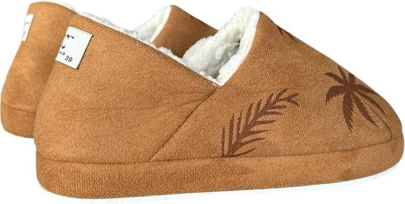 Liger Ultra Light Palm Patterned Wool Home Shoes Women Slippers Tan - Image 3