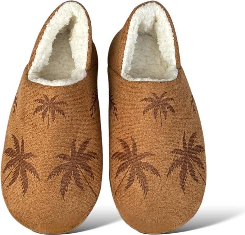 Liger Ultra Light Palm Patterned Wool Home Shoes Women Slippers Tan - Image 4