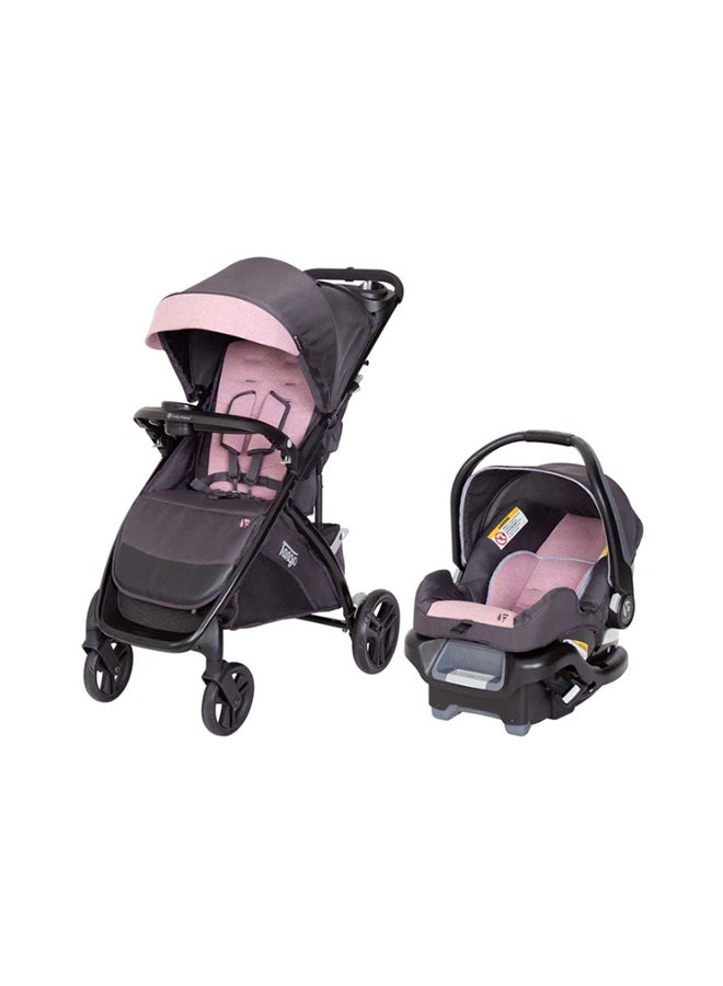 babytrend Tango Travel System-Cassis (3 months and above up to 22kg ), 5-Point Safety Harness and UPF 50+ Canopy, 3 Months+ - Pink/Grey - Image 1