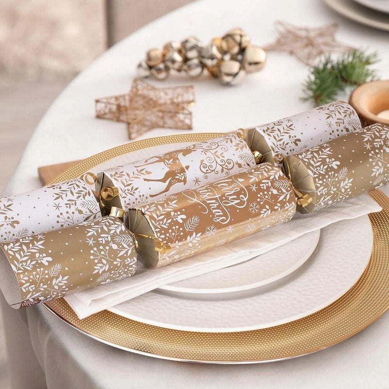 RSW 10 Gold Reindeer 14-Inch Christmas Crackers – Holiday Party Favors, Festive Fun, and Seasonal Decor for Kids and Family, Christmas Celebration Essentials - Image 3