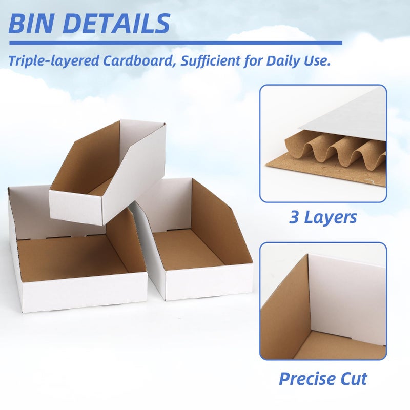 ZBEIVAN Cardboard Storage Bins Boxes 30 Packs, Easy Assembly Pantry Organizer Bins for Shelf, White (12x4x4.5, 12x6x4.5, 12x8x4.5 Inches) - Image 3