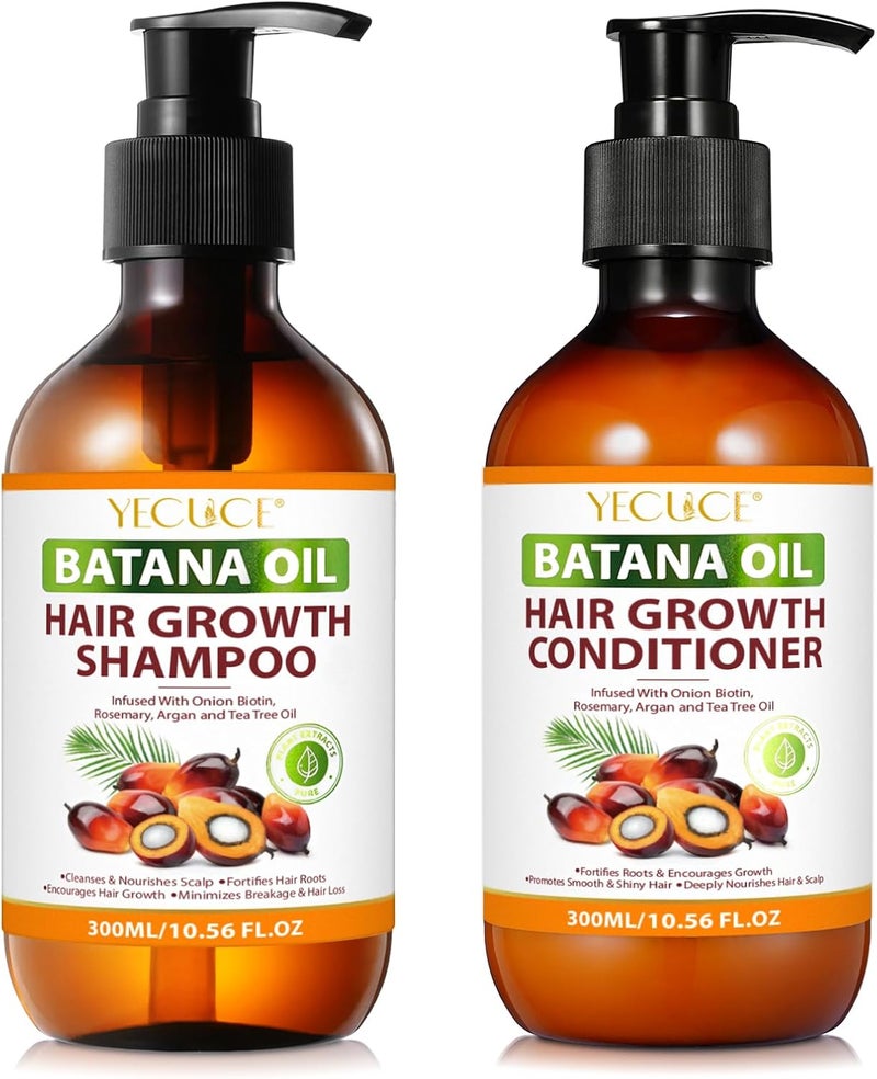 Batana Oil Shampoo and Conditioner Set Organic Formula for Strengthening and Volumizing Fine Thinning Hair Thickening Treatment for Women and Men
