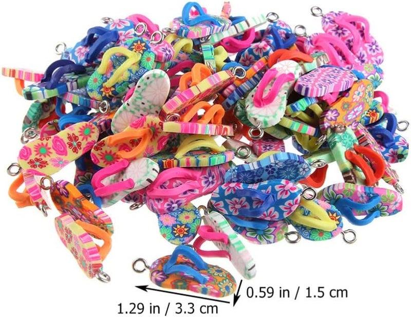 klarako 30pcs Clay Flip Flop Pendant Charms Polymer Clay Charm Pendants for DIY Craft Bag Decor Jewelry Making - Image 3