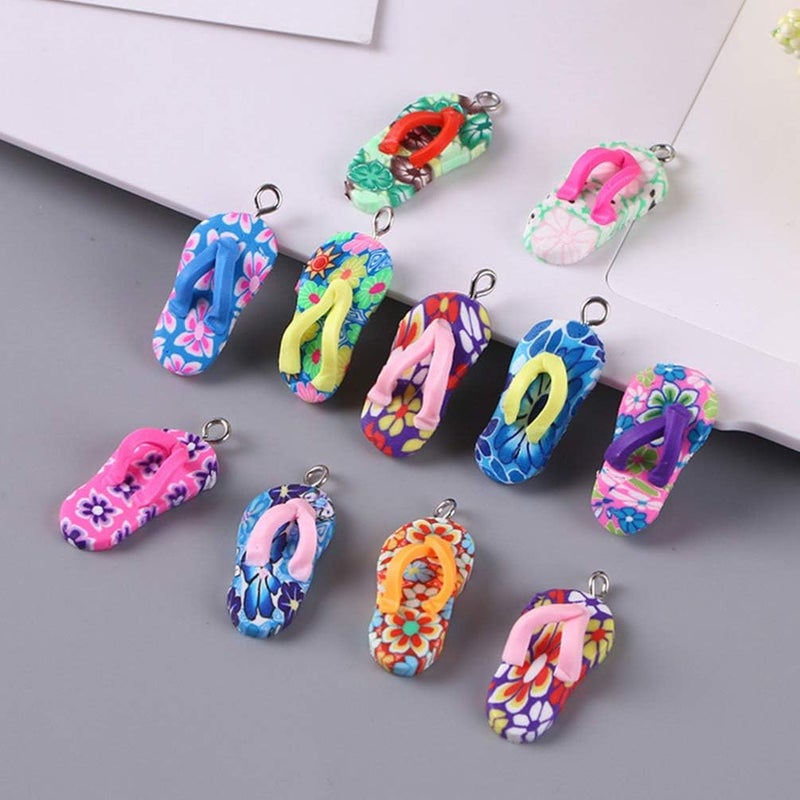 klarako 30pcs Clay Flip Flop Pendant Charms Polymer Clay Charm Pendants for DIY Craft Bag Decor Jewelry Making - Image 5
