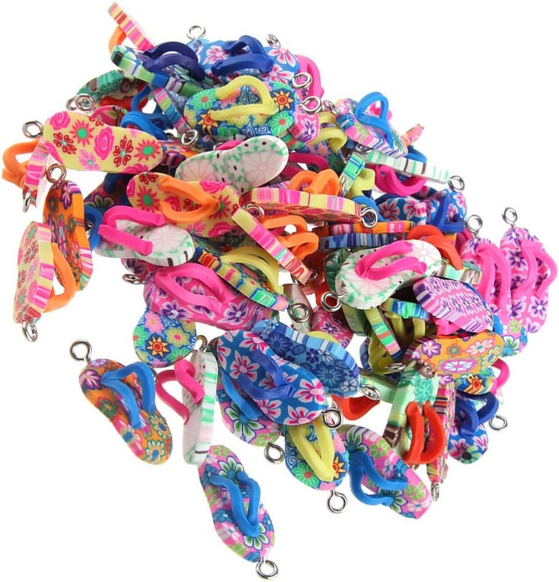 klarako 30pcs Clay Flip Flop Pendant Charms Polymer Clay Charm Pendants for DIY Craft Bag Decor Jewelry Making - Image 1