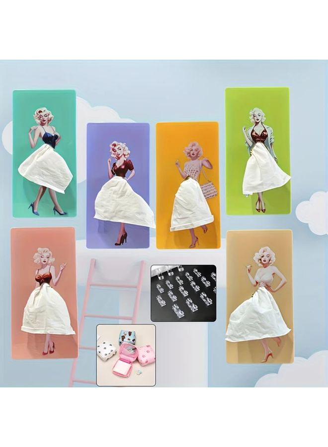 Green Paper Towel Holder With Skirt Design ABS Resin Material Includes 20pcs Acrylic Hair Ties Toiletry Bag Random Free Gift For Bedroom Bathroom Office Desk Placement - Image 2