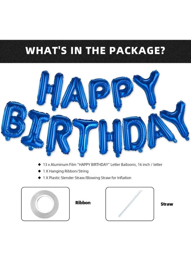 Generic - Happy Birthday Balloon Banner Letter Party Decorations - 16 Inch 3D Letter Aluminum Foil Inflatable Letter Kit Set - Party Decor And Event Supplies - Letter Balloon Sign Birthday Party Decor - Image 1