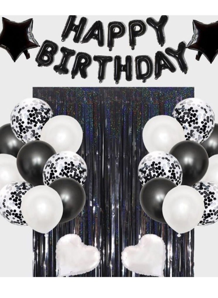 Birthday Party Decorations Happy Birthday Banner Foil Balloons Latex Balloons Tassel Curtain 40pcs  - Image 1