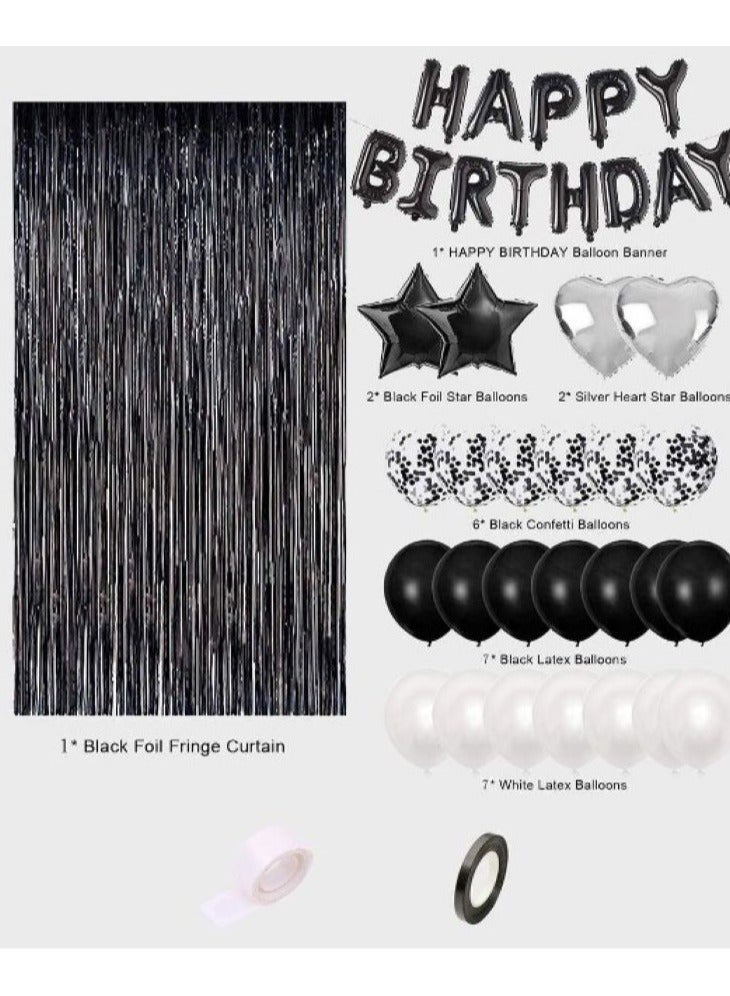 Birthday Party Decorations Happy Birthday Banner Foil Balloons Latex Balloons Tassel Curtain 40pcs  - Image 2