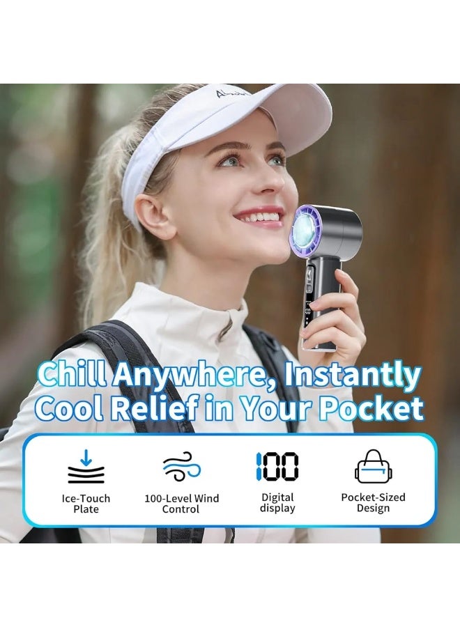 مروحة يدوية محمولة رائعة، تبريد سريع، مروحة شخصية توربو مع شاشة رقمية، مروحة صغيرة صامتة عالية السرعة قابلة لإعادة الشحن بقوة  للسفر والمكتب والتخييم وما إلى ذلك - Image 4