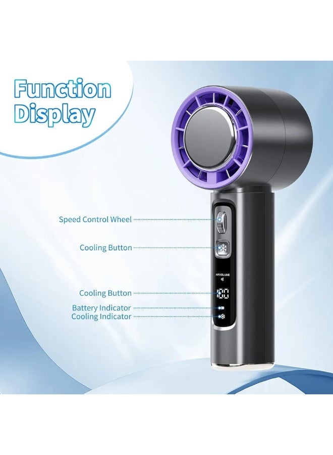 مروحة يدوية محمولة رائعة، تبريد سريع، مروحة شخصية توربو مع شاشة رقمية، مروحة صغيرة صامتة عالية السرعة قابلة لإعادة الشحن بقوة  للسفر والمكتب والتخييم وما إلى ذلك - Image 5