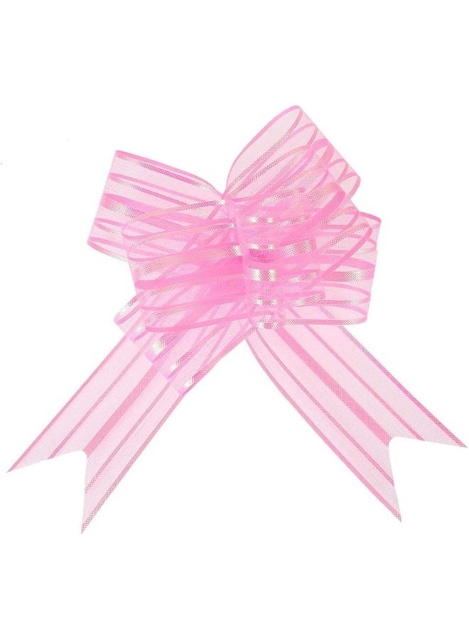 Generic 20 Pack Pink Pull Bows for Gift Wrapping, Large 50mm Organza Pulled Bow for  Birthday Present Decor Bouquet Boxes Hampers Flower Wedding Gift Baskets Ties  - Image 1