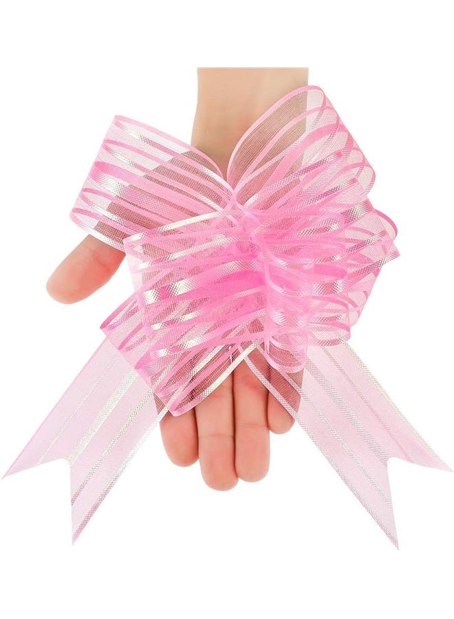Generic 20 Pack Pink Pull Bows for Gift Wrapping, Large 50mm Organza Pulled Bow for  Birthday Present Decor Bouquet Boxes Hampers Flower Wedding Gift Baskets Ties  - Image 4